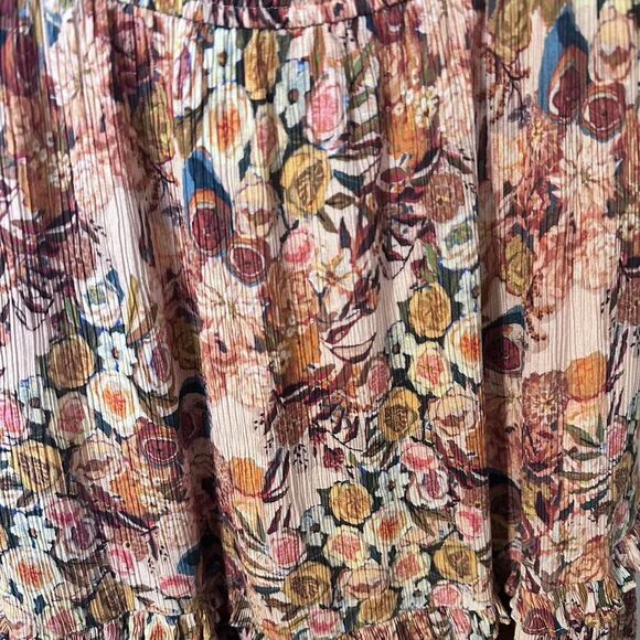 Floral Fall Colors Square-Neck Ruffle-Tier Midi Dress Size Small - Picture 5 of 7